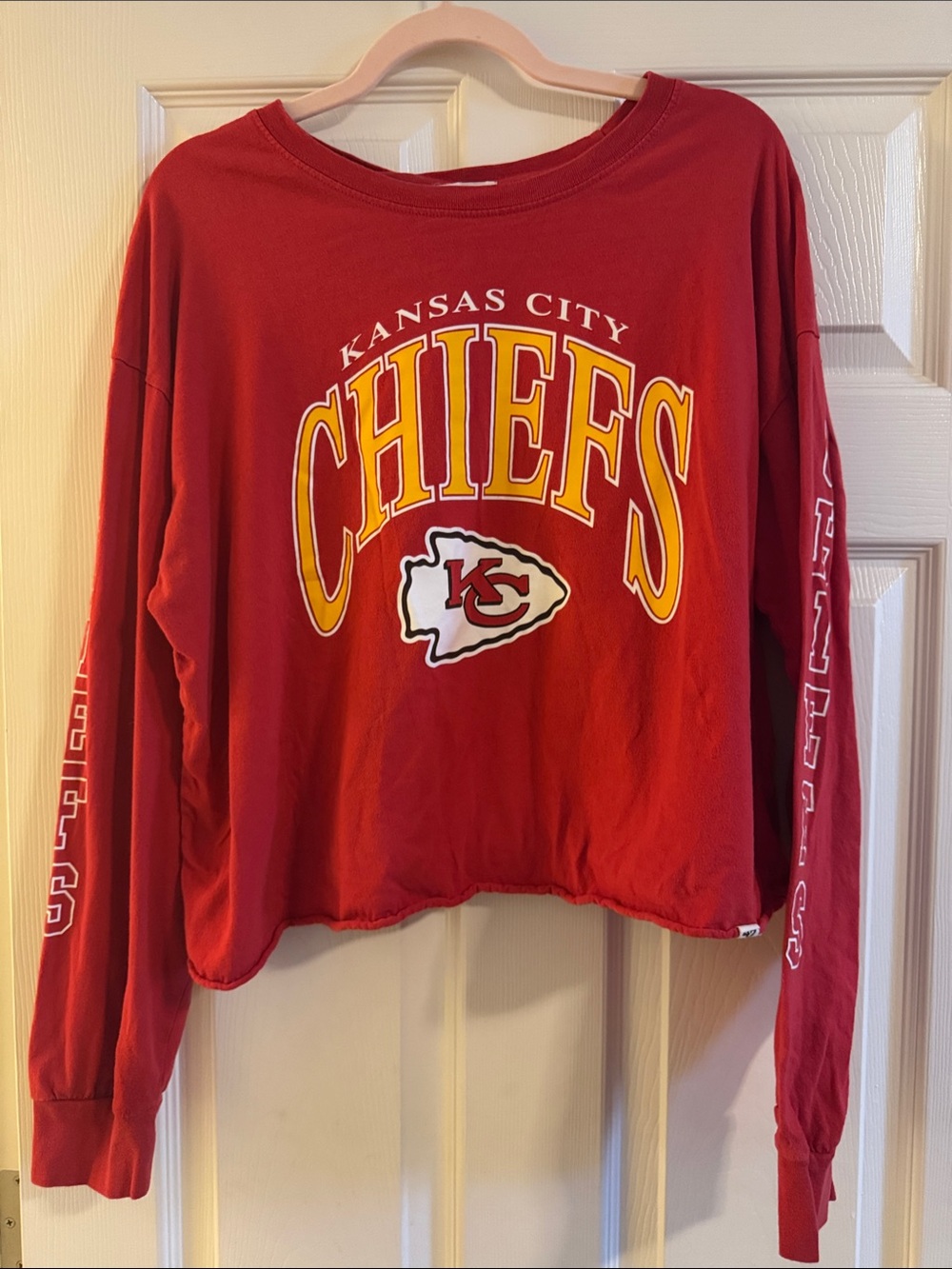 Kansas City Chiefs Red Long Sleeve Cropped Tee